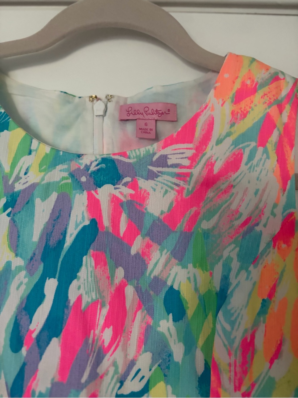 Lilly Pulitzer Neon Brushstroke A-Line Dress in Pink & Aqua - Picture 2 of 3